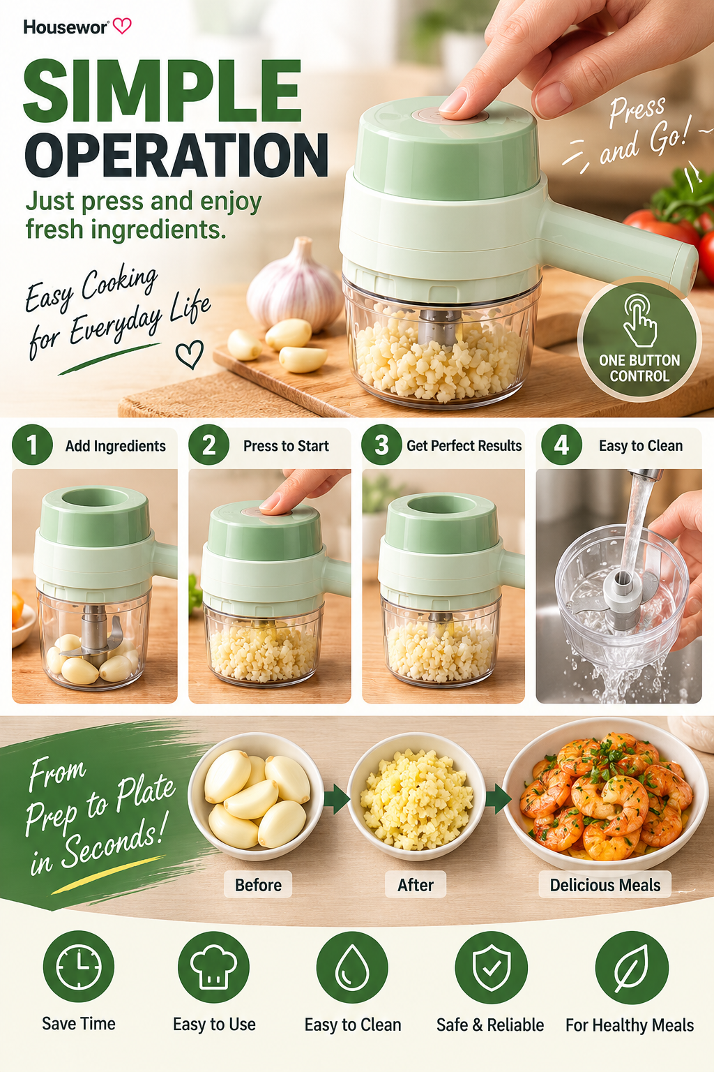 4 In 1 Handheld Electric Vegetable Cutter Set - Image 13