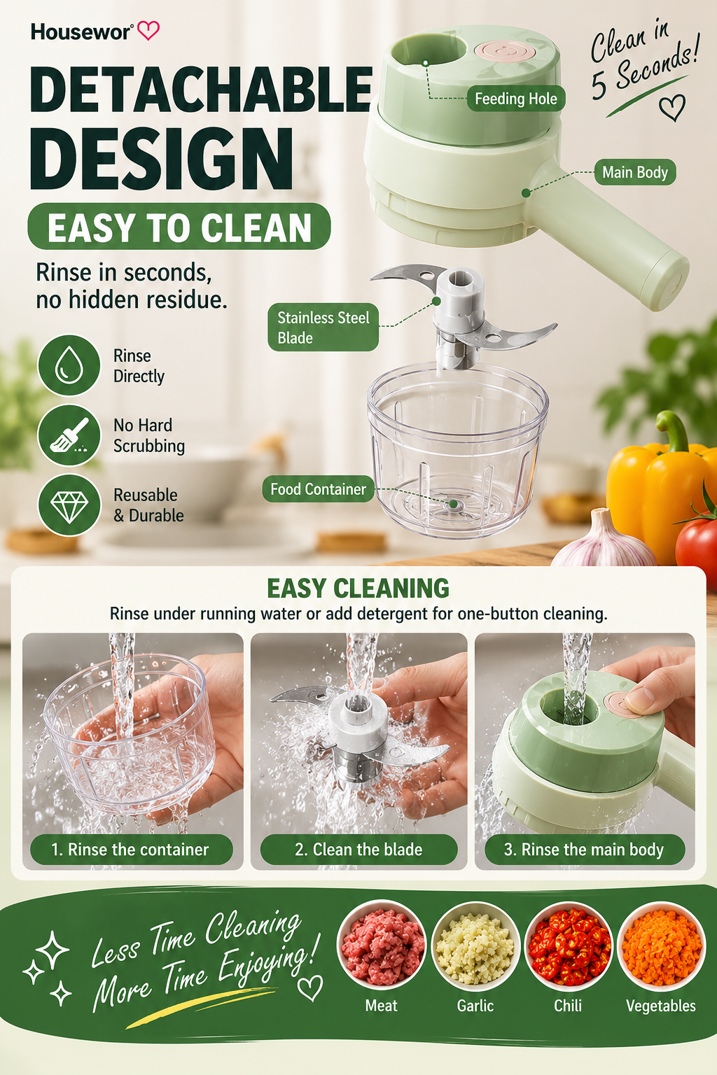 4 In 1 Handheld Electric Vegetable Cutter Set - Image 14