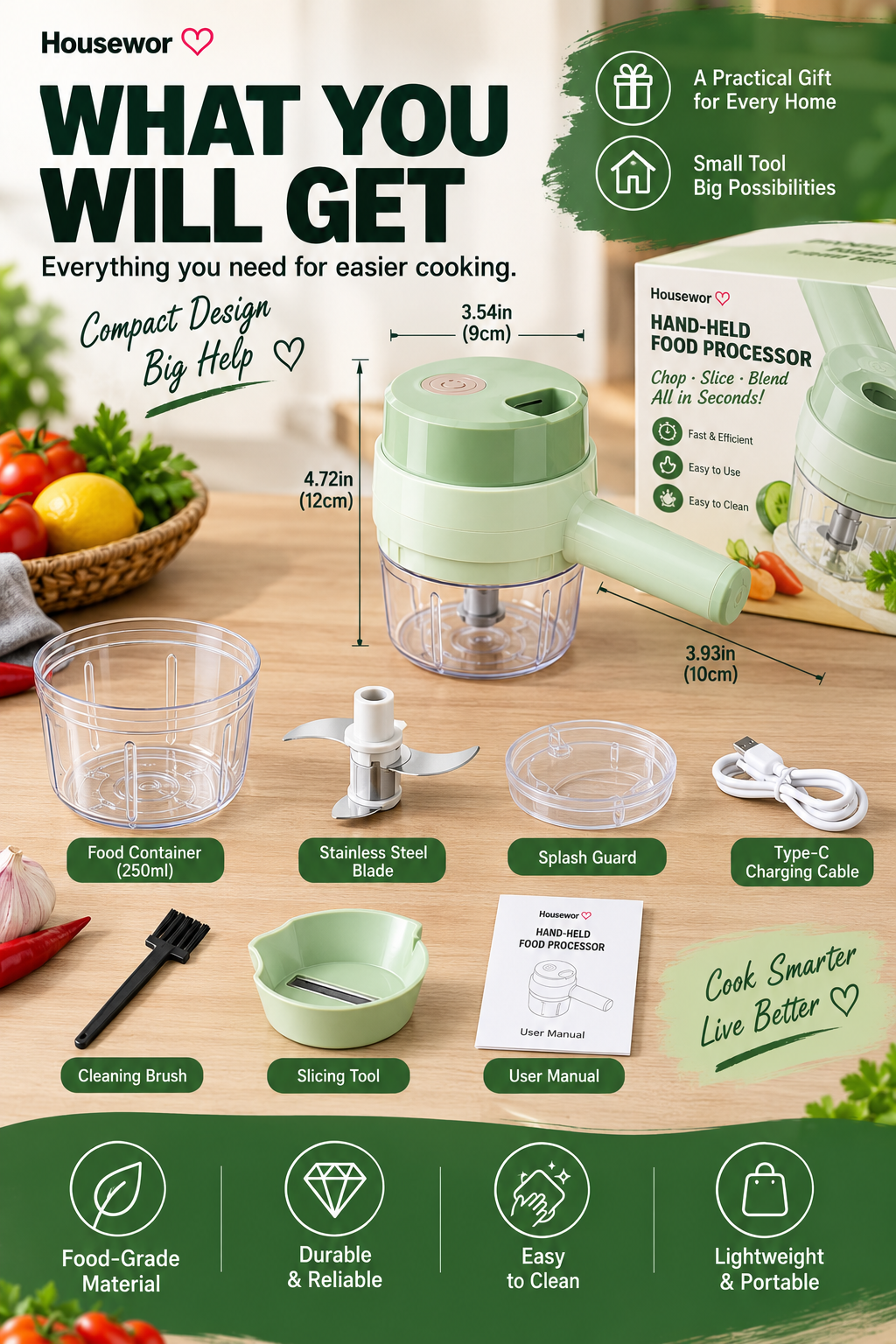 4 In 1 Handheld Electric Vegetable Cutter Set - Image 15